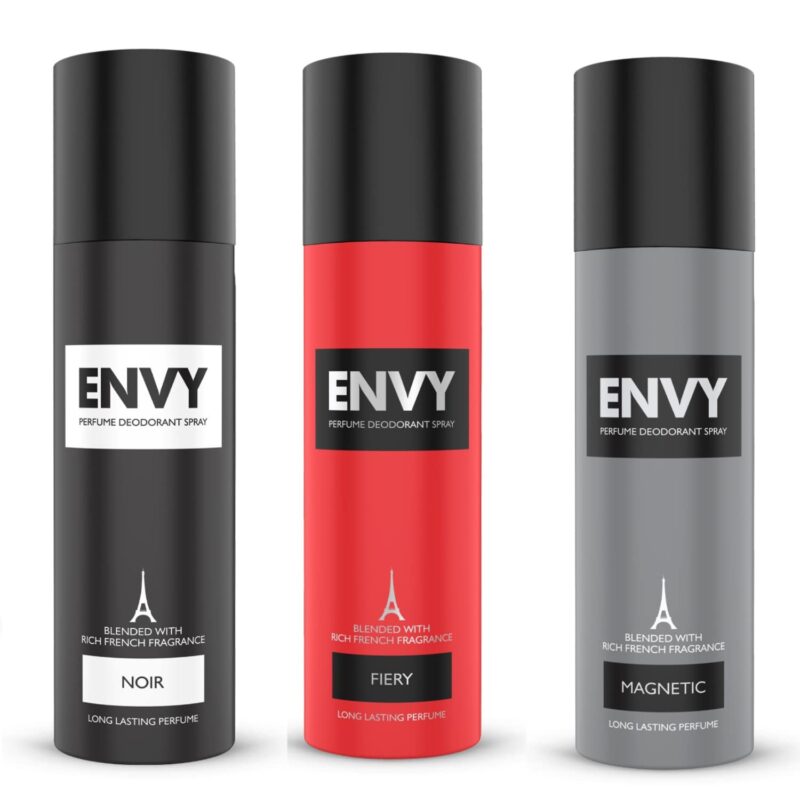 ENVY Fiery Deo & Magnetic Deo - 140ML Each & Noir Deo- 120ML (Combo Pack of 3) | Long Lasting Deodorant Fragrance for Men