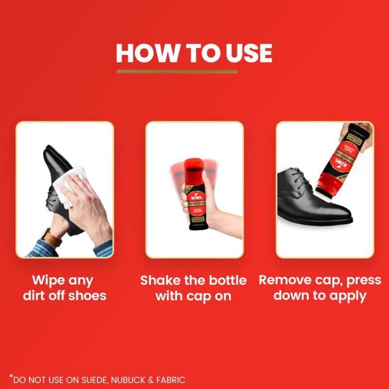 4x Kiwi Instant Polish - Black Leather 75ml each - Pack of 4 - Image 4