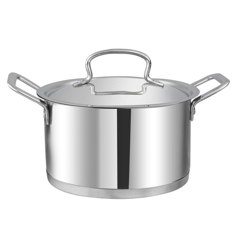 Vinod Cookware Classic Deluxe Stainless Steel Induction Friendly 4 Pcs. Set (16cm Saucepan with Lid, 18cm Sauce Pot with Lid, 20cm Kadai with Lid, 20cm Fry Pan Without Lid) - Image 5