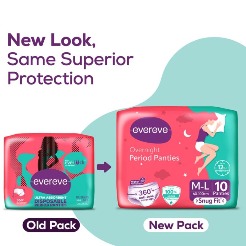 Evereve Ultra Absorbent Disposable Period Panties, M-L, 10's Pack, 0% Leaks, Sanitary Protection For Women & Girls, Maternity Delivery Pads, 360 Degree Protection, Postpartum & Overnight Use, Heavy Flow - Image 8