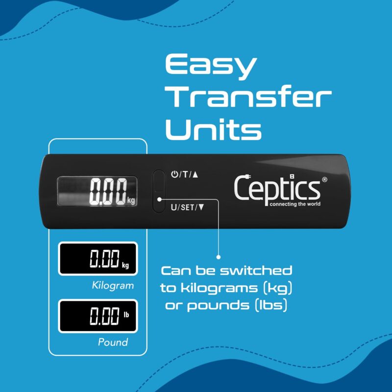 Ceptics weight machine for luggage weighing scale, luggage weighing scale capable capacity up to 50 Kg, weighing machine for luggage with LCD display luggage scale for bags, home, shop - BLACK - Image 5
