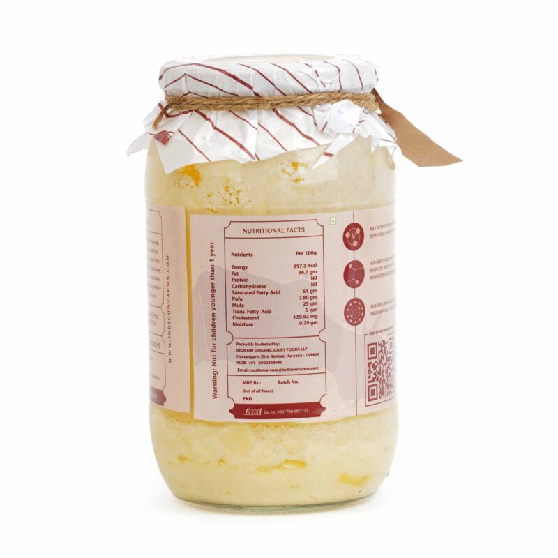 Indicow Foods Murrah Buffalo Ghee 1L Glass packaging | Grass fed Buffalo | Bilona Ghee | 100% Pure and Chemical Free(Buffalo Ghee, White) 1L packaging - Image 3