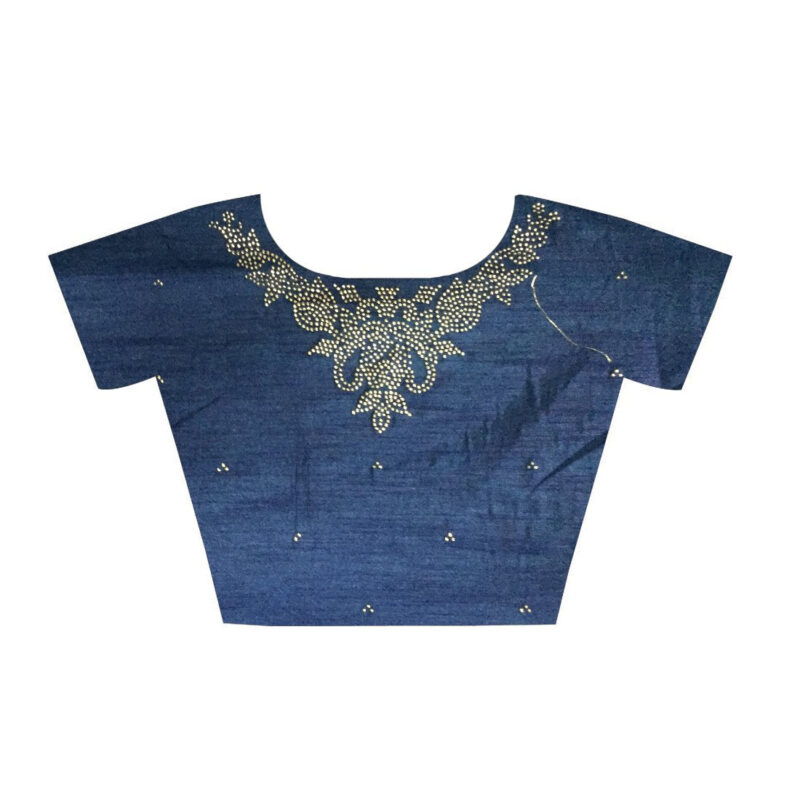 ROOP SUNDARI SAREES Women's Dyed Pure Silk Stylish Saree For Women With Stone Work Lace & Blouse Piece (A18 AQUA NEW_Multicolored_Free Size 6.30 Mtr) - Image 2