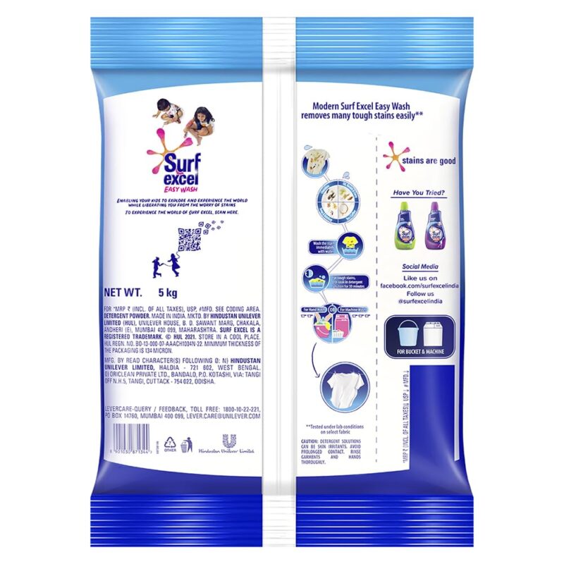Surf Excel Easy Wash Detergent Powder - 5 Kg - Image 7