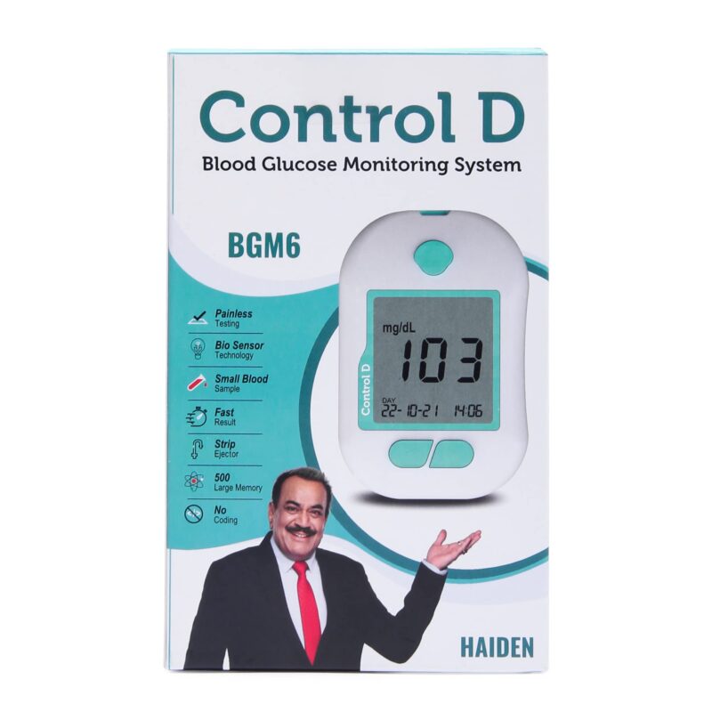Control D Advanced Digital Diabetes Glucose Blood Sugar Testing Monitor with 5 Strips Glucometer (White, Green) - Image 5
