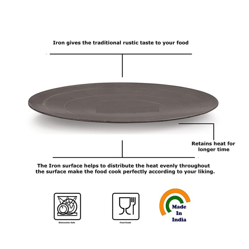 PGen Size (12 Inches Large) Traditional Iron Desi Tawa/Pan for Dosa, Roti, Chapati, Bhakri for Home and Professional Use Roti Tawa Without Handle - Image 4
