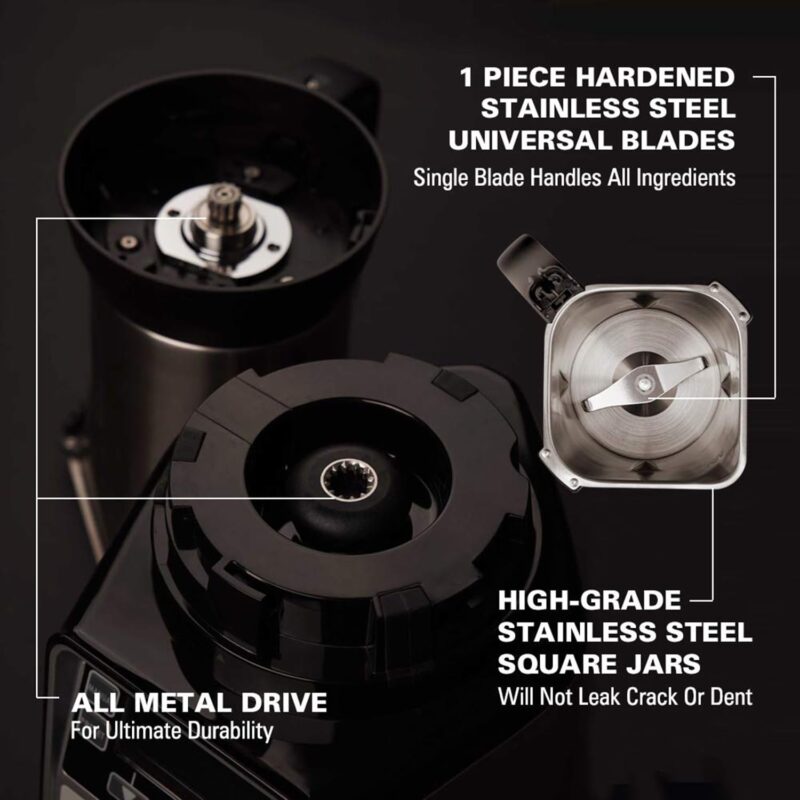 Hamilton Beach Professional Juicer Mixer Grinder 58770-IN, 1400 Watt Rated Motor, Triple Overload Protection, 3 Stainless Steel Leakproof Jars, Triple Safety Protection, Intelligent Controls, Black - Image 2