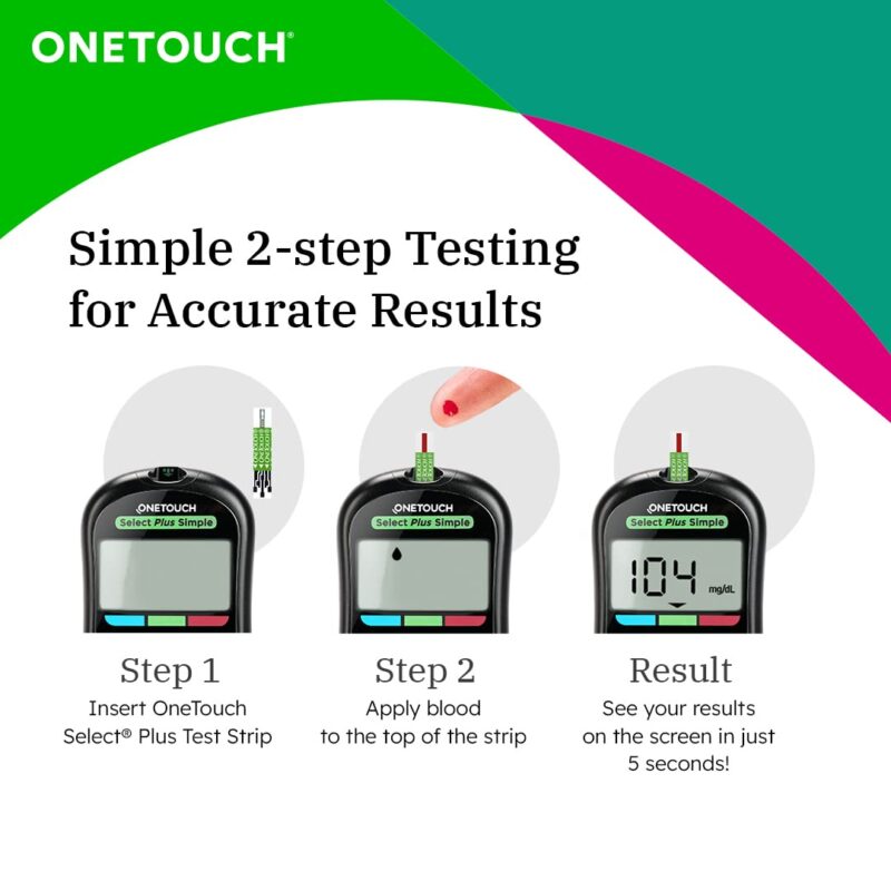 OneTouch Select Plus Simple glucometer machine | Simple & accurate testing of Blood sugar levels at home | Global Iconic Brand | FREE 10 Test Strips + 10 Sterile Lancets + 1 Lancing device - Image 7