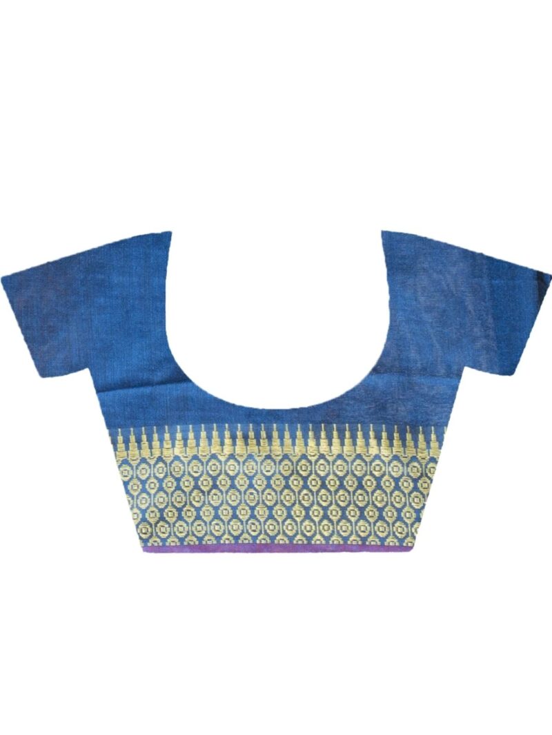 OISHANI SAREE GHOR Women's Traditional Bengal Handloom Cotton Saree (Teal) - Image 2