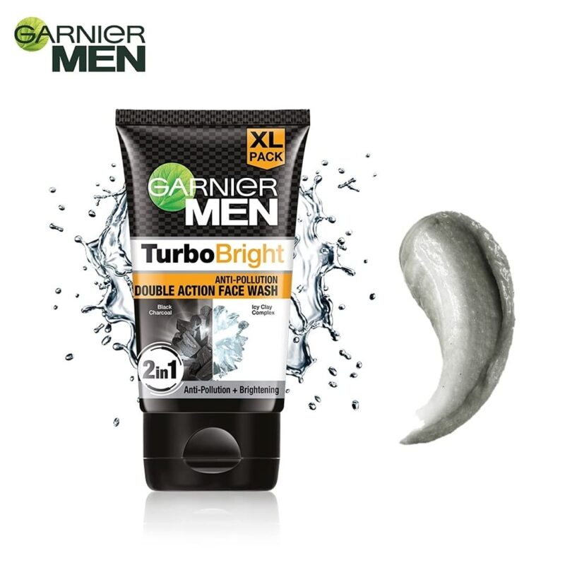 Garnier Men, Face Wash, Brightening & Anti-Pollution, TurboBright Double Action, 300 g (pack of 2) & Moisturiser, Brightening and Anti-Pollution, TurboBright, 40 g - Image 6