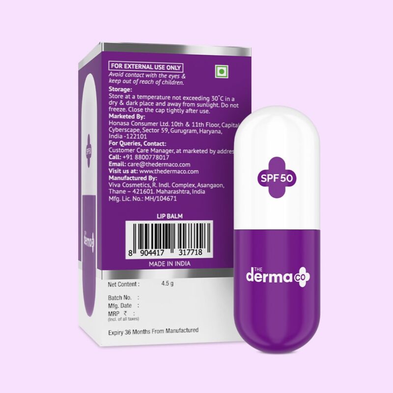 The Derma Co 1% Vitamin C Brightening Lip Balm with SPF 50 PA +++ I With Niacinamide & Hyaluronic Acid | Reduce Lip Pigmentation | Protects From Sun Damage | For Dark, Pigmented, Dry Lips | 4.5g - Image 2