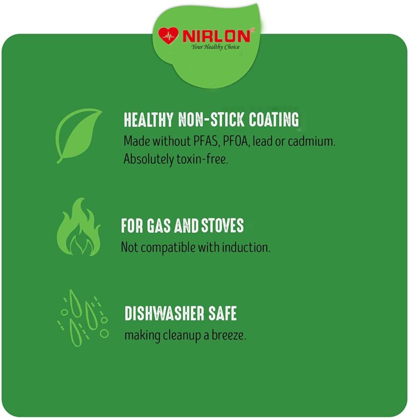 Nirlon Aluminum Non Stick Gas Stove Compatible Flat Dosa Tawa with Bakelite Handle 24cm[26mm Classic_Flat Tawa10] - Image 2