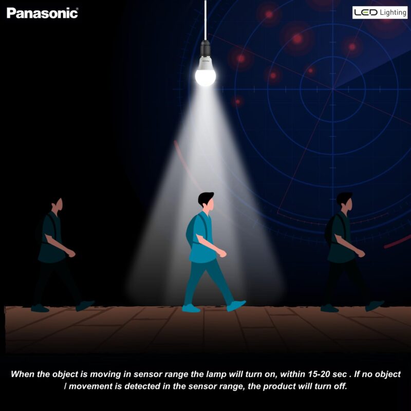 Panasonic 9 Watt Motion Sensor Led B22D Bulb for Home with 3 Mtr Radius Sensor Area,Auto Off After 15 Sec Comes with 30000 Bh Life and 1 Yr Warranty - Image 5