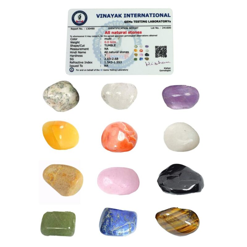 Reiki Crystal Products 12 Chakra Tumble Kit Certified Natural Crystal Tumble Stone Sets Energized by Experienced Reiki Healing Grandmaster