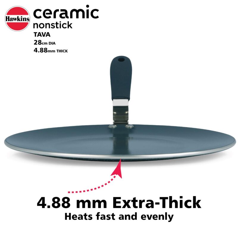 Hawkins Ceramic Nonstick Tava, 28 cm Diameter, Induction Paratha Tawa, Granite Griddle (ICT28) - Image 6