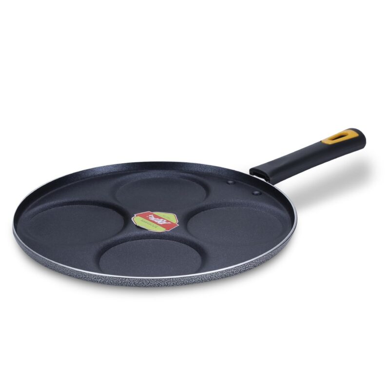 apsara kitchenware Diamond Aluminium Dura Big Non Stick Uttappa Tawa 4-Cavity with Handle for Mini Uttappa, Mini Pancake Maker, Mini Crepe Pan, Idli Pan Multi Snack Maker-Black - Image 3