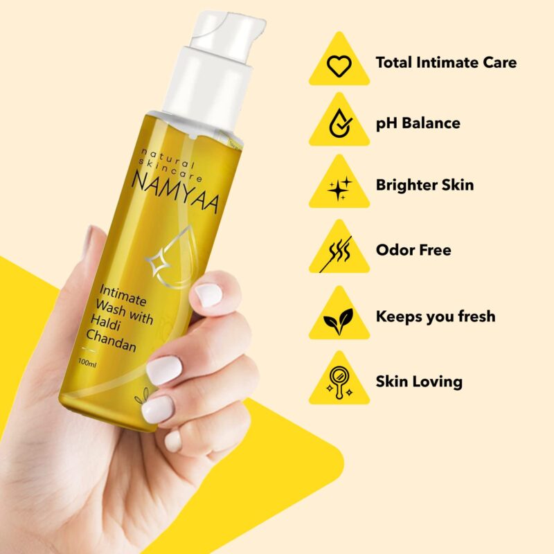 Namyaa Haldi Chandan Intimate Hygiene Wash | With Germ and Odour Protection | pH Balanced 100g - Image 3