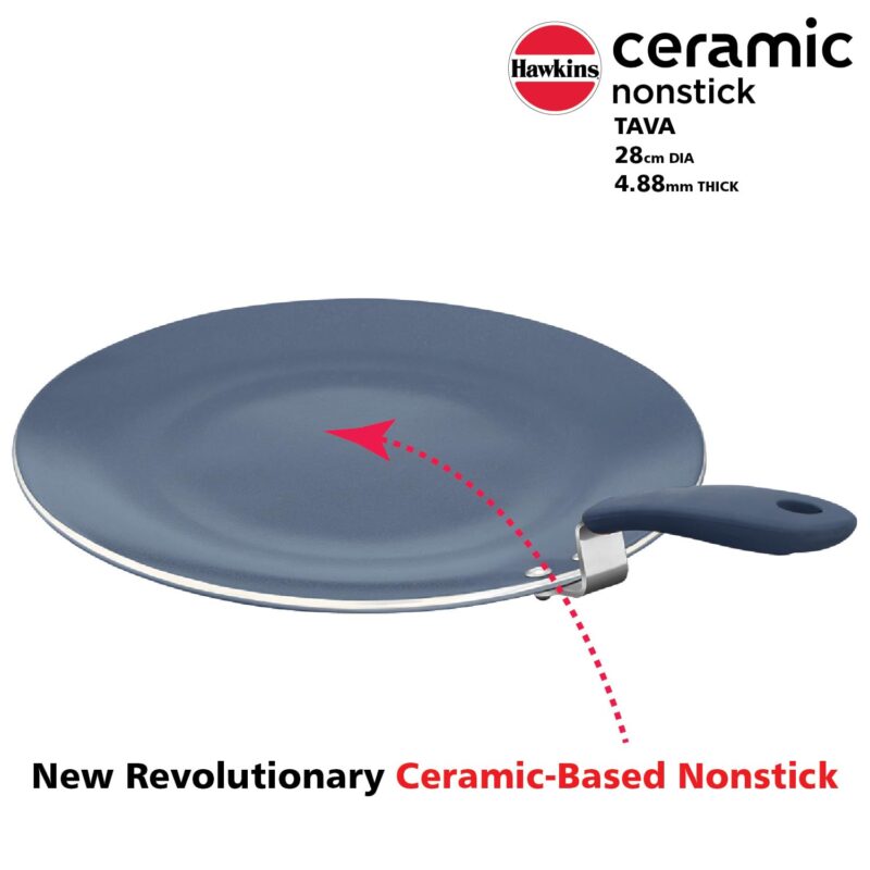 Hawkins Ceramic Nonstick Tava, 28 cm Diameter, Induction Paratha Tawa, Granite Griddle (ICT28) - Image 13