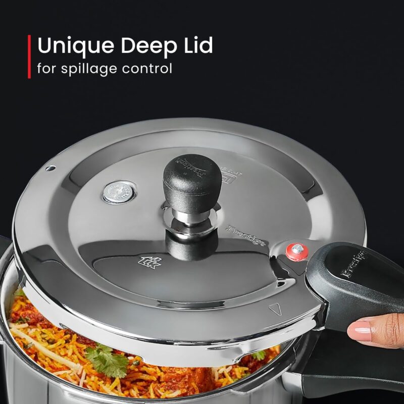 Prestige Svachh Triply Outer Lid Pressure Cooker with Unique Deep Lid, 3.5 Litre, Silver, Stainless Steel, Aluminium, 3.5 Liter - Image 3