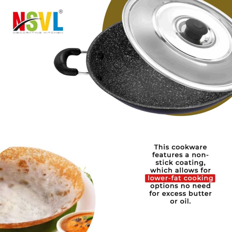Nsvl Non-Stick Appa Chetty, Aluminium Appachatty, 23cm Diameter, 2.6mm Appachatti, Gas Compatible - Image 2