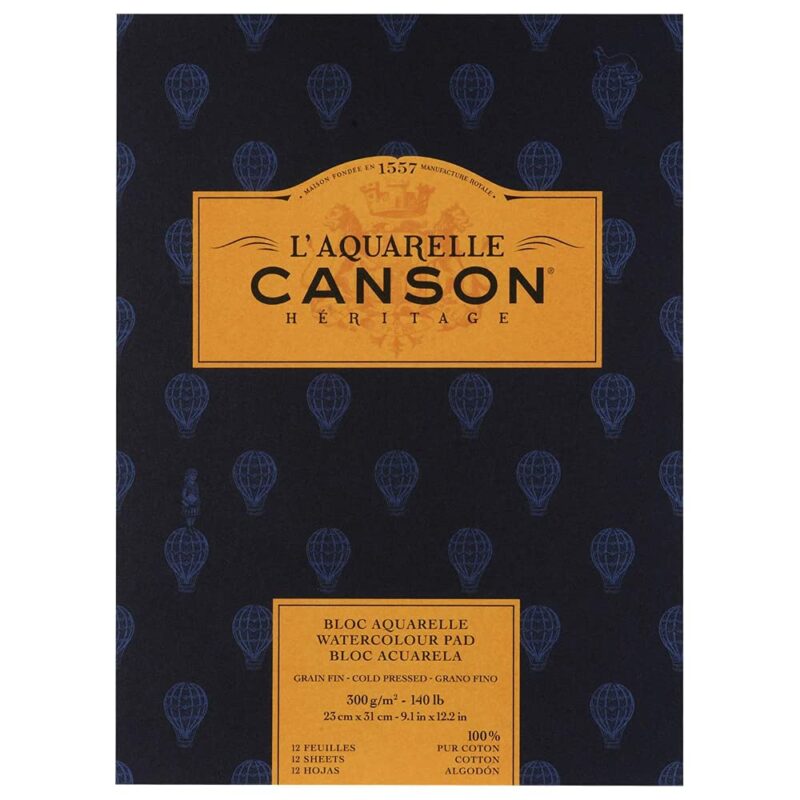 Canson Heritage Cotton 300 GSM Cold Pressed 23 x 31 cm Paper Pad(White, 12 Sheets)