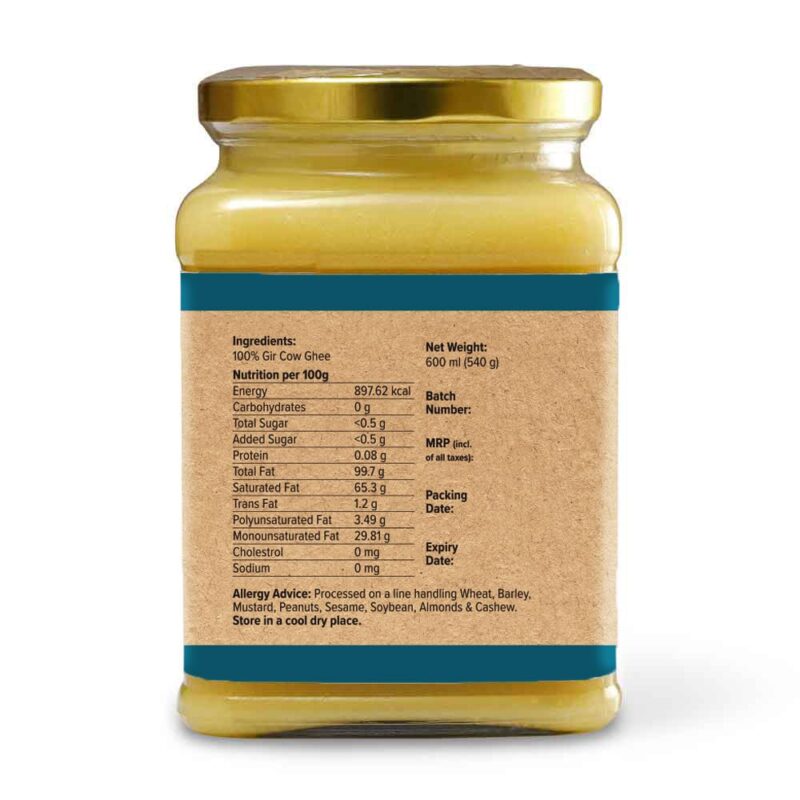 Conscious Food A2 Gir Cow Ghee | 600ml | with Pure A2 Milk | Grass-fed, Cultured, Premium & Traditional Bilona Ghee | Immunity Booster - Image 3
