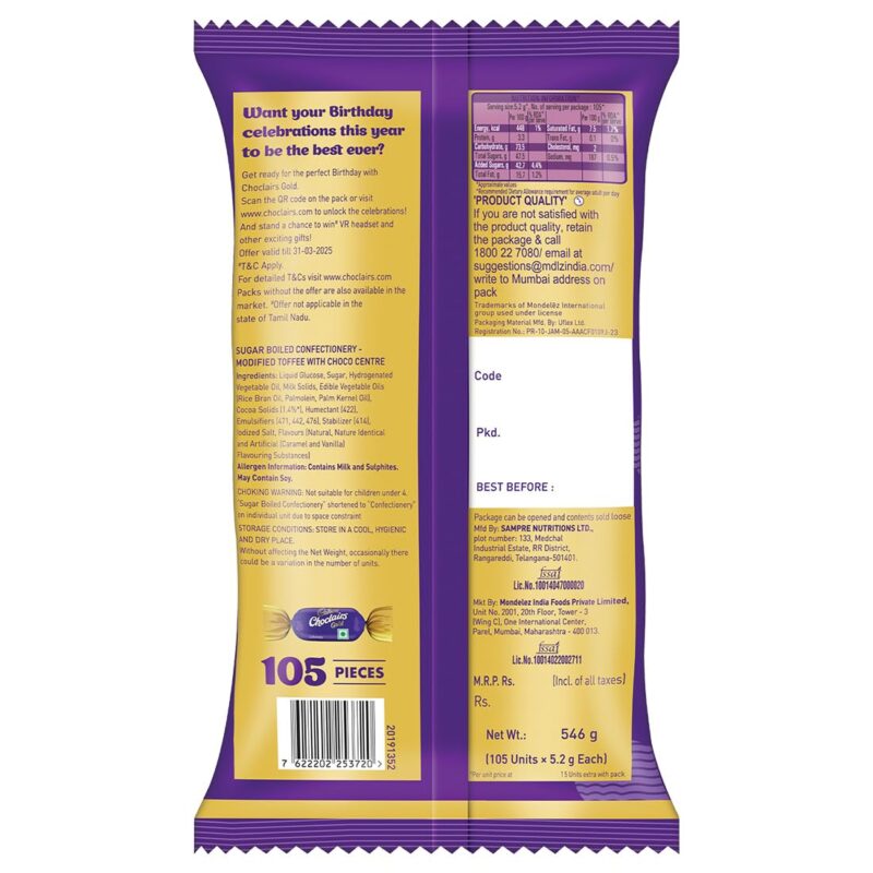 Cadbury Choclairs Gold Candy, 546 g (105 Candies) - Image 6