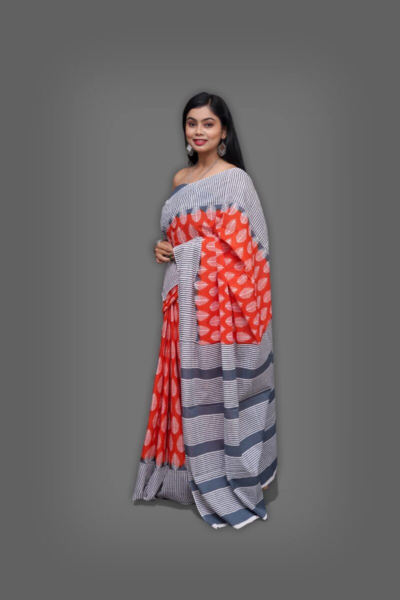 ANMOL FABRICS Women's Cotton Malmal Saree | Women Stylish Sadis | Printed Runing Blouse Piece | Sari Length 5.5 meter | Blouse Piece 1 m | Unstitched Blouse Material Free_Size_SAREE-MULTI_71 - Image 5