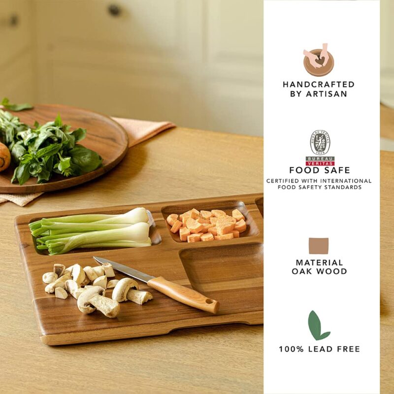 Ellementry Sous Chef Multi Utility Platter | Serving Platter with Wooden Board for Serving Sweets, Cookies, Dry Fruits, Snacks at Home | Chopping Cutting Board for Kitchen Vegetables, Fruits & Cheese - Image 6