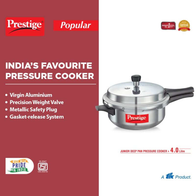 Prestige Popular Junior Deep Pan Pressure Cooker, 4 Liters - Image 5