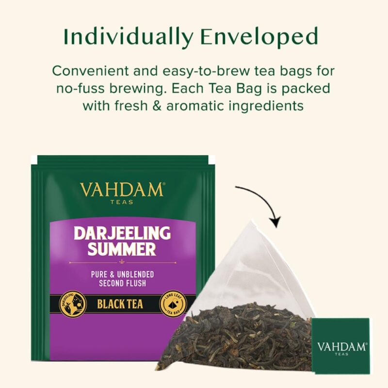 VAHDAM, Darjeeling Summer Black Tea - 15 Black Tea Bags | Pure Darjeeling Tea in Pyramid Shaped Tea Bags -30g - Image 6