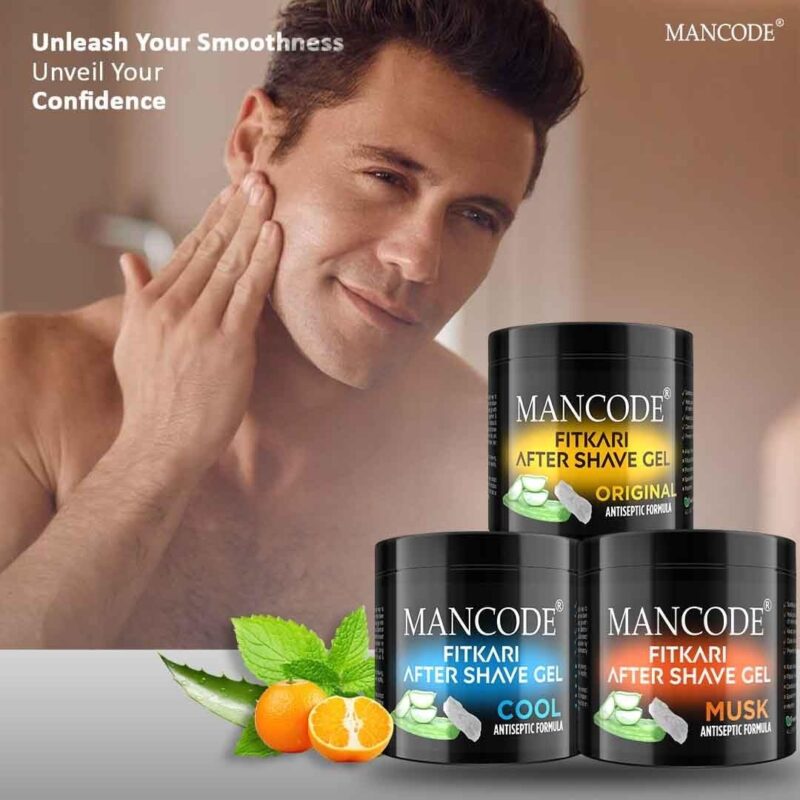 Mancode Fitkari After Shave Gel Cool for Men | Post Shave Gel | Treats Aftershave Cuts; Wounds; Razor Burn | Skin Irritation | Refreshing Aqua Fragrance | Alcohol Free After Shave 100gm (Pack of 1) - Image 5