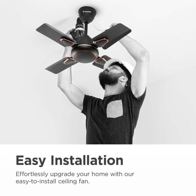 Candes Brio Turbo 600 mm /24 inch Small Ceiling Fans for Home | High Speed, Energy Saver, Noiseless | Small Ceiling Fan for Home, Kitchen Fan, Balcony & Small Room | 2 Yr Warranty | Smoke Brown - Image 4