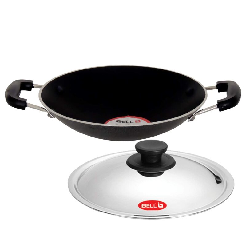 IBELL Premium Non-Stick Aluminium Appam Pan with Lid, Appachatty, 200mm, Silver - Image 2