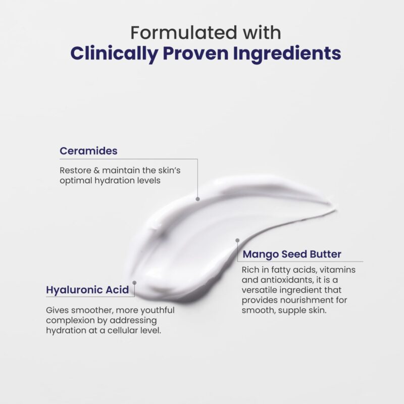 RE' EQUIL Ceramide & Hyaluronic Acid Moisturiser | Moisturizer For Face | Barrier Repair Cream | Long Lasting Hydration | Suitable For Normal To Dry Skin | 100G - Image 4