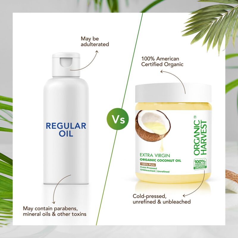 Organic Harvest Extra Virgin Organic Coconut Oil: 100% Pure | For Hair & Skin, Coconut Virgin Oil for Baby Massage, 100% American Certified Organic, Paraben & Sulphate-free, 200ml - Image 7