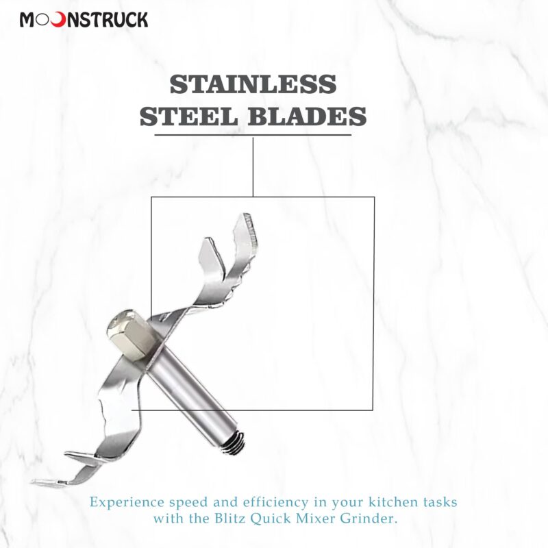 Moonstruck By Suprimo Blitz Quick Powerful 750W Motor Mixer Grinder, 3 Stainless Steel Jars, Overload Protection, Mixie For Kitchen With Heavy Duty Motor (Blue & White) (3 Jar) 2 Years Warranty - Image 3