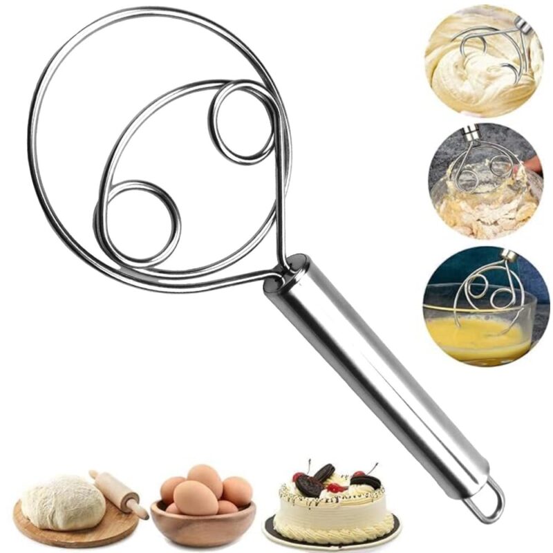 Prostuff.in® Multifunctional Effortless Stainless Steel Dough Mixer with Hanging Hole Durable Time-Saving Mixing Stick Baking Tools Egg Beater for Home Kitchen Baking Accessories 1 Pcs