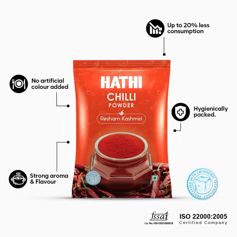 HATHI MASALA Chilli Powder Resham Kashmiri Dandicut.(500 Gram) - Image 2