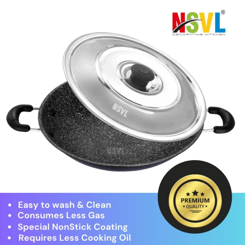 Nsvl Non-Stick Appa Chetty, Aluminium Appachatty, 23cm Diameter, 2.6mm Appachatti, Gas Compatible - Image 4
