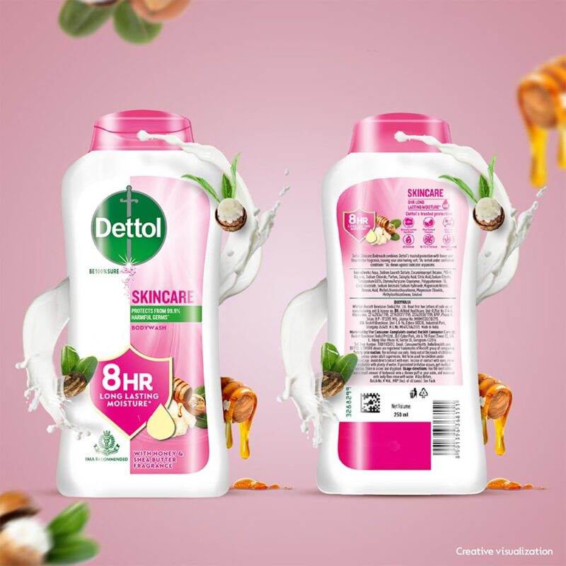 Dettol Body Wash and Shower Gel for Women and Men, Nourish (Pack of 2-250ml each) | Soap -Free Bodywash | 8h Moisturization - Image 9