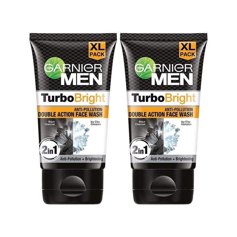 Garnier Men, Face Wash, Brightening & Anti-Pollution, TurboBright Double Action, 300 g (pack of 2) & Moisturiser, Brightening and Anti-Pollution, TurboBright, 40 g - Image 7