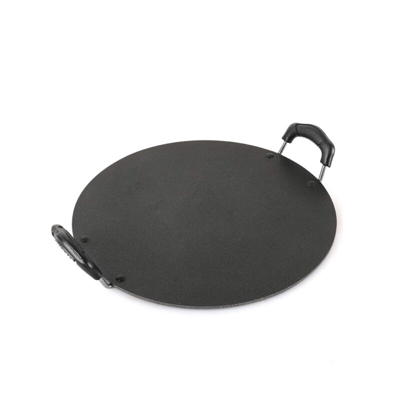 Cello Aluminium Non-Stick Patri Tawa Round, 30cm, Black and Grey | Induction base Flat Tawa | Dosa Tawa, Roti, Paratha, Chapati Tawa