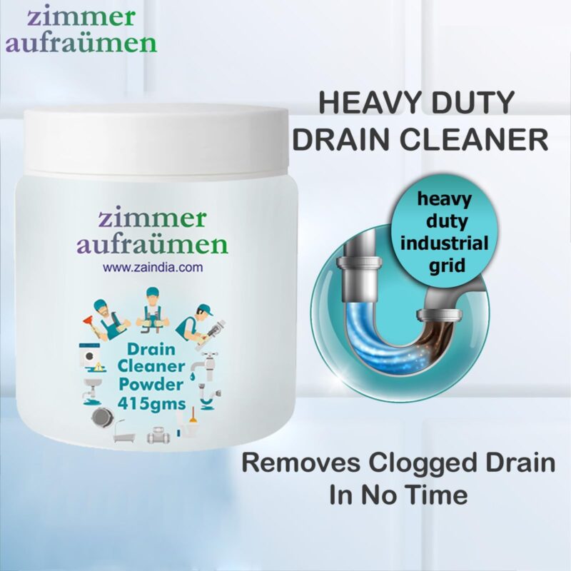Zimmer Aufraumen 450gms Heavy Duty Drain Cleaner & Blockage Opener Powder. Opens Clogs. Dissolves Hair, Accumulated Soap Scum & Dirt. Biodegradable. Economical. - Image 5