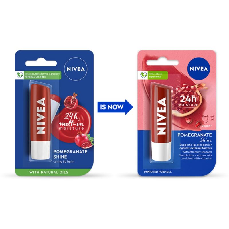 NIVEA Shine Caring Lip Balm, Pomegranate, 4.8G, Red - Image 9