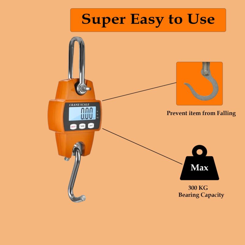 JN-SON 300 Kg Industrial Heavy Duty Hanging Scale - Portable Electronic Weighing Crane Scale - Image 2