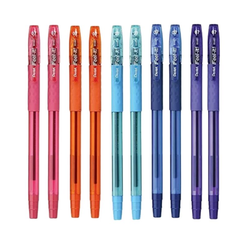 Pentel BX467 0.7mm Ifeet-it Tip Ball Point Pen - Blue Ink, Pack of 10