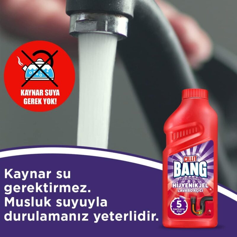 CILLIT BANG Turbo Hygienic Drain Gel Sink Opener | 500ml - Image 4