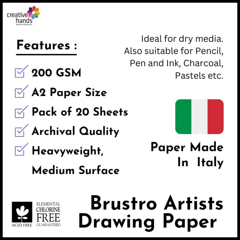 Brustro Artists' Drawing Paper 200 gsm A2 size (20 sheets)