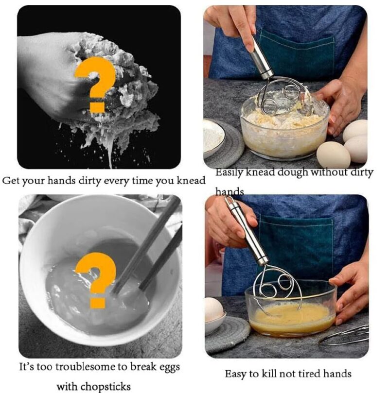 Prostuff.in® Multifunctional Effortless Stainless Steel Dough Mixer with Hanging Hole Durable Time-Saving Mixing Stick Baking Tools Egg Beater for Home Kitchen Baking Accessories 1 Pcs - Image 5